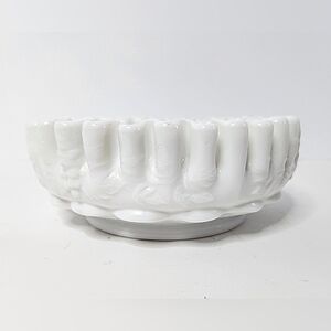 Westmoreland Glass Compote Candy Dish Ruffled Milk Glass Vintage
